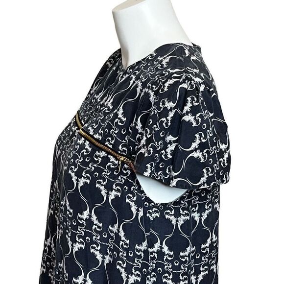 Thomas Wylde Los Angeles navy blu and white print silk mini dress size M - Picture 6 of 14